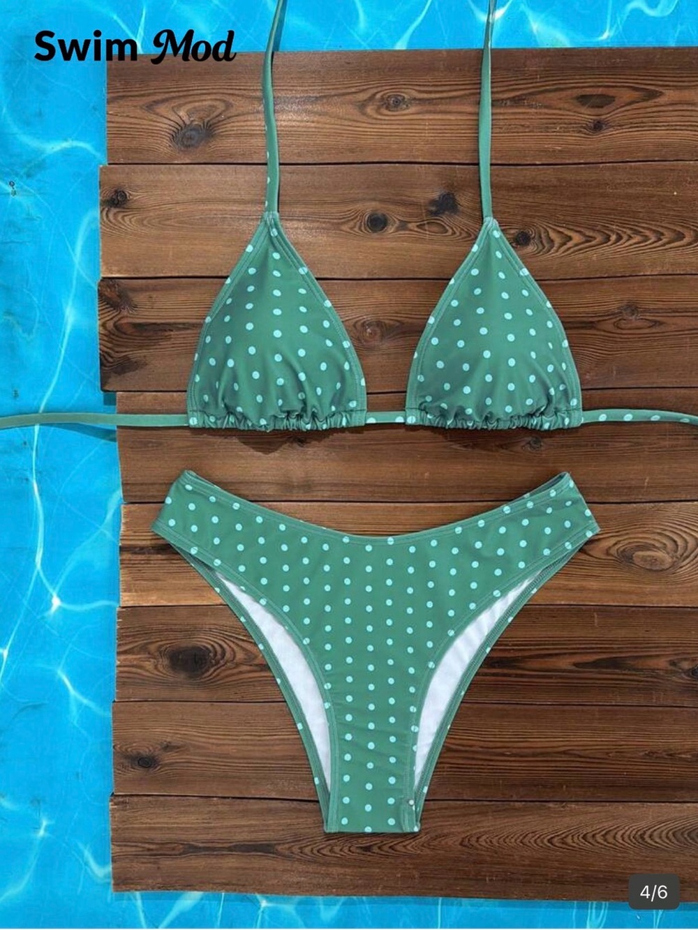 SHEIN Green Polka Dot Triangle Bikini